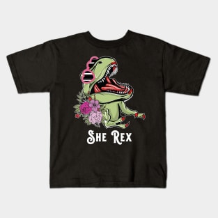 Dinosaur Design for Girls, She-Rex, Dinosaur Party Birthday Kids T-Shirt